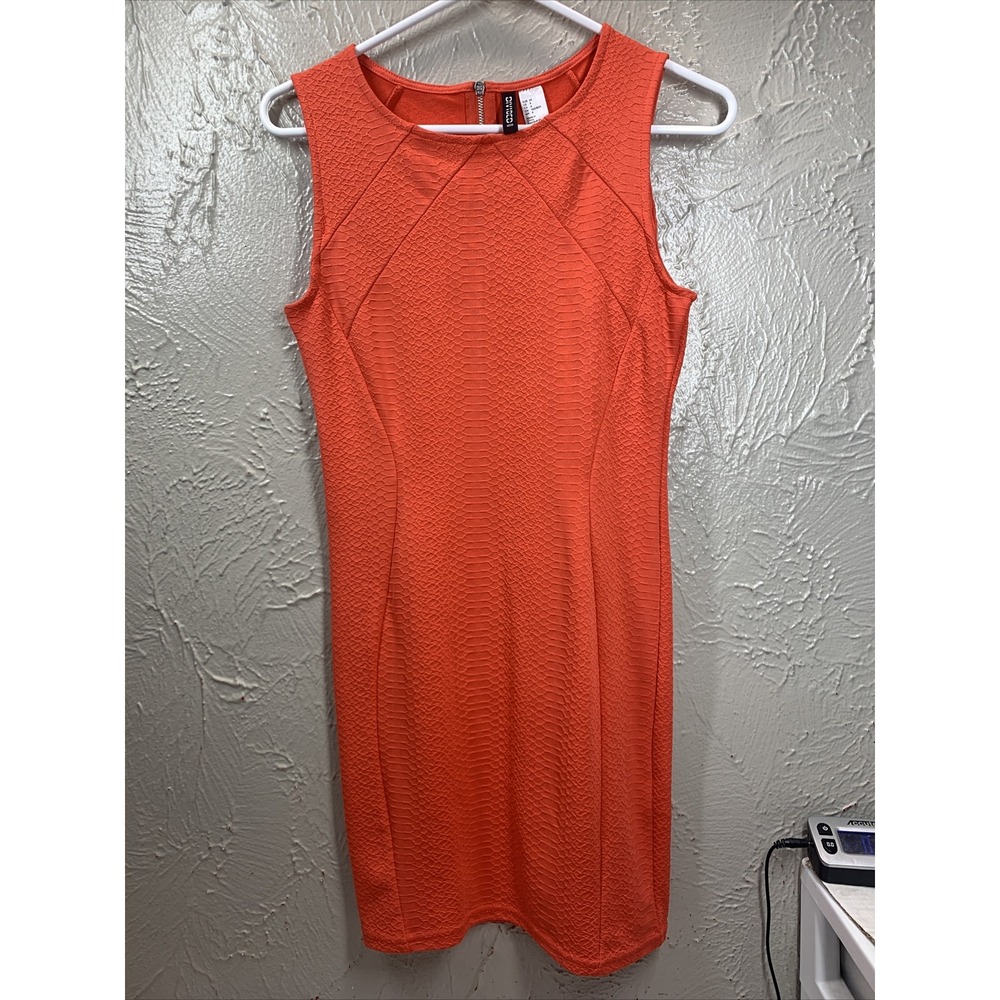 Divided‎ Womens Orange Sleeveless Sheath Dress Textured Size 4